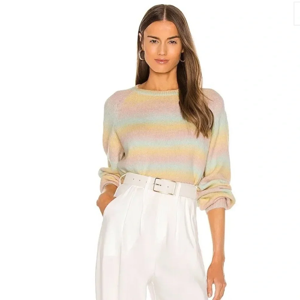 NWT BB DAKOTA BY STEVE MADDEN Crazy On You Multicolor Pink Yellow Sweater Size S - Picture 4 of 4